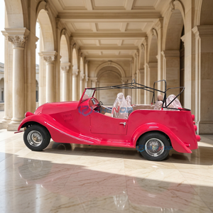Voiture électrique classique rétro rouge à toit ouvert, 4 places, style vintage - Product Image 1