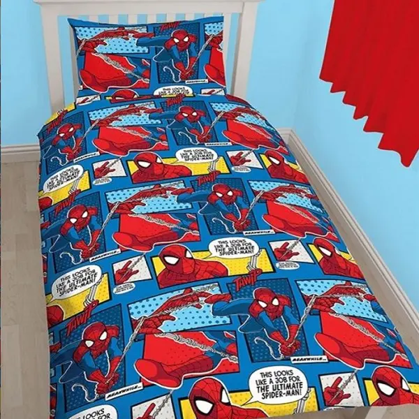 Spiderman Set Tempat Tidur Motif 3d, Set Tempat Tidur Duvet Serat Mikro Poliester 100% Selimut Avengers Komik Marvel