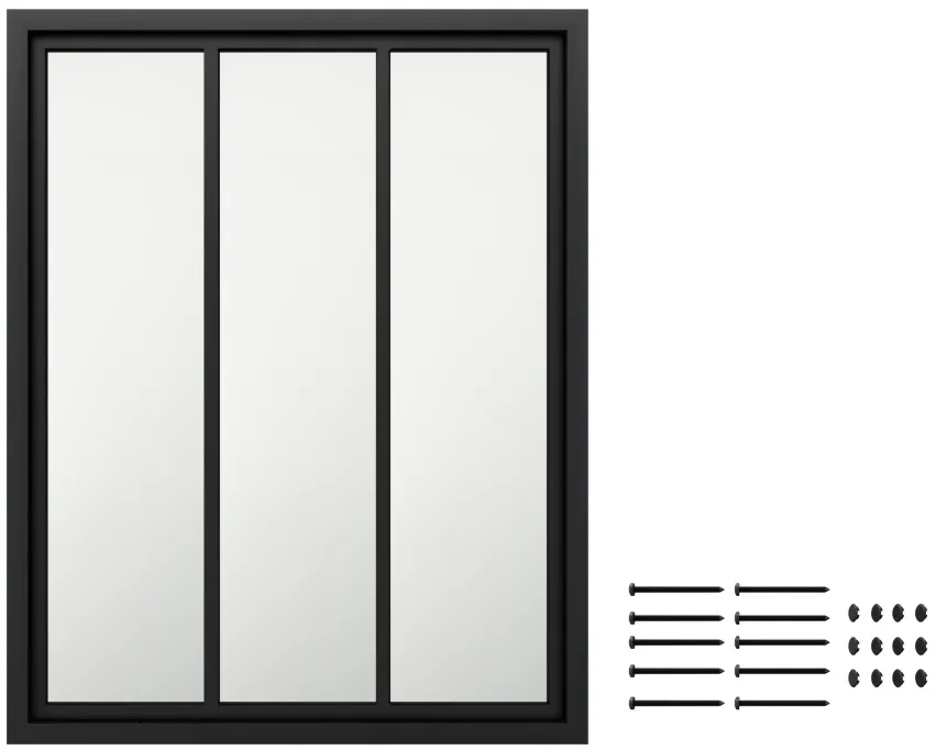 TKC-CG01 carbon steel 3 Panels tempered clear glass fixed window