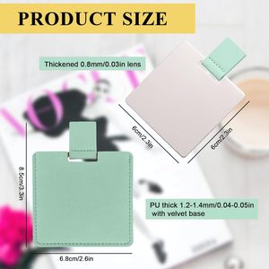 Opvouwbare kleine compacte zakspiegel met eigen logo voor handtas, mini reisspiegel, handspiegel voor make-up met PU lederen hoesje voor dames - Product Image 2