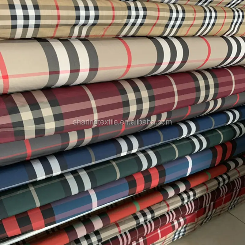 Stock 11 couleurs 75D 100% Polyester sergé fil teint treillis Jacquard Imitation mémoire tissu pour doudoune