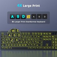 OEM ODM Large Print Backlit Wireless Keyboard 24G Silent Wireless Light Up Keyboard Full Size Computer Keyboard with 7 Colored B