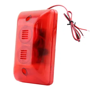 LS-102 Indoor Fire Alarm Siren And Red Flashing Strobe Fire Station Light Siren Sounder Wired 12v/24v Fire Siren Alarm