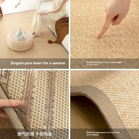Tapis Rafraîchissant en Rotin et Bambou Tressé Style Tatami Japonais pour Adolescents, Facile à Nettoyer, Tapis d'Été pour Maison, Salon, Table Basse, Salon de Thé