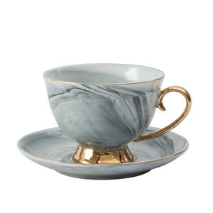 Nordic Simple Marble Céramique Thé Rouge <span class=keywords><strong>Tasse</strong></span> et Soucoupe Ensemble Vaisselle Élégante pour Café et Thé - Product Image 5
