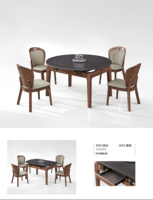 Table à manger ronde extensible moderne avec plateau en marbre pour la maison, les appartements et les hôtels