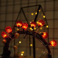 Lampu LED Bunga Mawar Romantis yang Dapat Disesuaikan, Warna Putih Hangat, Lampu Peri Komersial dengan Soket Tetap, Dekorasi Natal untuk Taman Dalam & Luar Ruangan