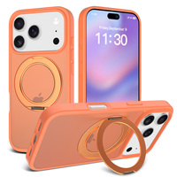 Casing Ponsel dengan Penyangga Putar 360 Derajat untuk 12-18, Kulit Transparan Sentuhan Lembut TPU + PC, Pengisian Daya Nirkabel Magnetik, Anti Benturan