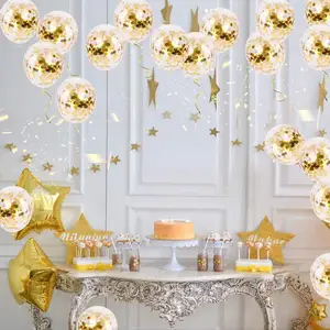 नींबू थोक Globos सोने कंफ़ेद्दी धातु हीलियम लेटेक्स Balloons12 इंच जन्मदिन की पार्टी शादी ब्राइडल शावर सजावट