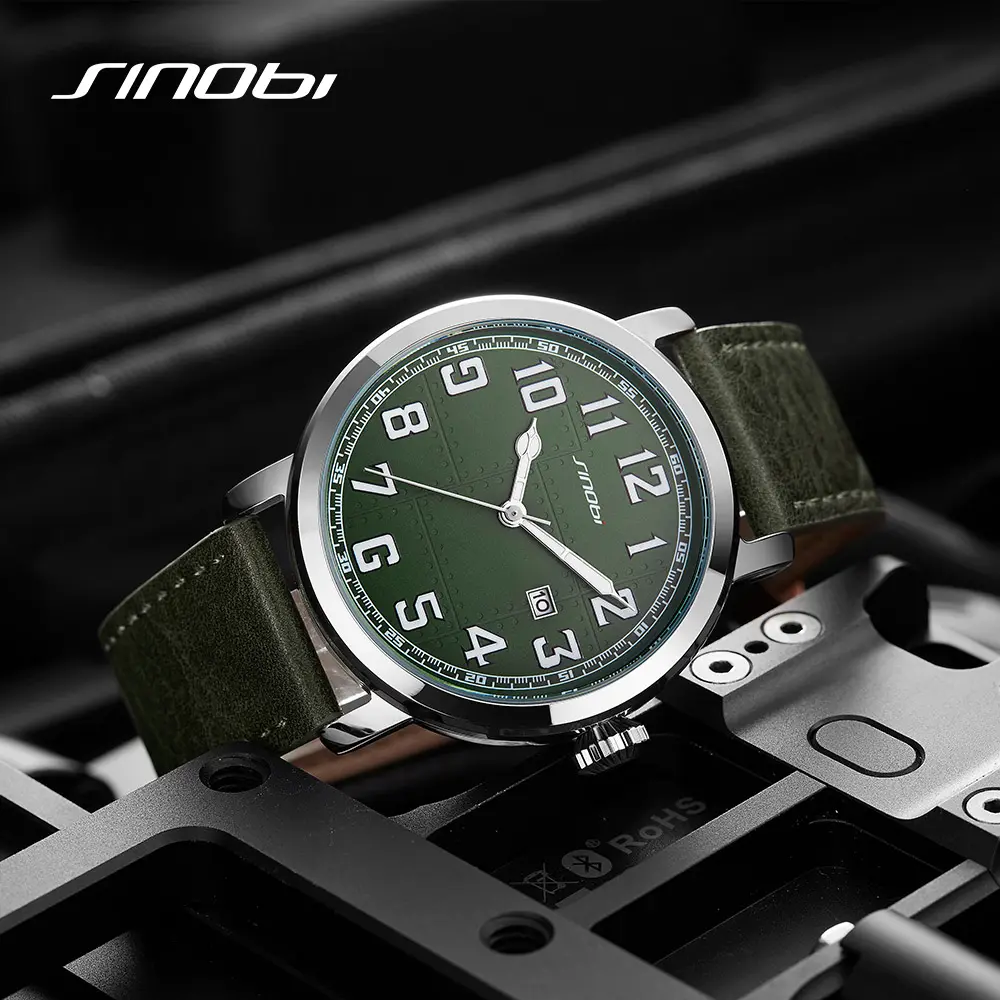 Men Watches SINOBI Classic Man Wristwatch With Luminous Hands And Numbers And Calendar Window Sports Watch Luxury Montre Homme