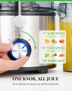 Extracteur de jus à deux vitesses Bol de filtre transparent <span class=keywords><strong>Goulotte</strong></span> d'alimentation de 3 pouces 1200W Centrifugeuse portable pour fruits - Product Image 6