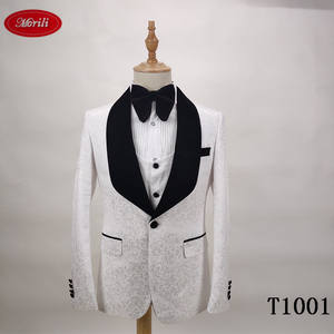 Morili Haute Qualité O Cou Revers Slim Fit Groom Tuxedos <span class=keywords><strong>Rouge</strong></span> <span class=keywords><strong>Blanc</strong></span> Dernier Manteau Hommes Costumes MMSB58 - Product Image 2