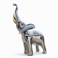 Grande sculpture d'éléphant en acier inoxydable poli pour extérieur, sculpture animale moderne en métal sur mesure pour la décoration de jardin et d'hôtel