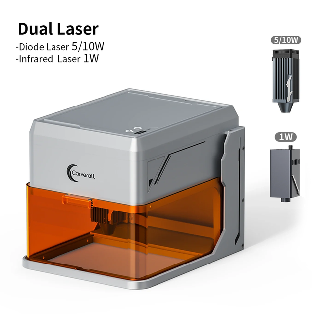 YEE-A1 Pro 5/10W Blue Laser + 1W Red Laser Desktop Marking Machine Dual Laser Engraver for Metal, Plastic, and Leather