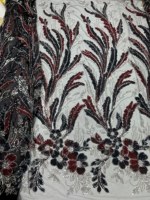 Tissu en dentelle perlée 3D à fleurs, poids moyen, broderie de sequins, tulle tricoté, robe de mariée nigériane Aso Ebi, robe de mariée musulmane