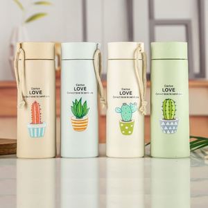 Factory Cheap Cylinder Portable Water Bottle Travel <b>Mug</b> Glass <b>Plastic</b> Water Cup Cute Glass Water Bottle for Children School Gift - Product Image 2