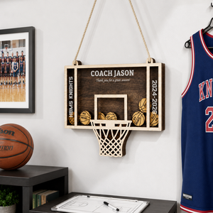 Cadeau personnalisé pour entraîneur de basket-ball, artisanat en bois gravé au laser, nom de l'équipe, numéro du joueur, design de panier de basket, <span class=keywords><strong>plaque</strong></span> en bois - Product Image 5