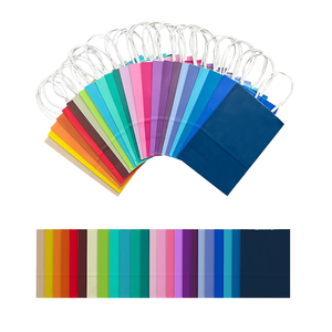 Sacs en papier kraft moyens en vrac avec poignées, 16 couleurs claires différentes pour les supermarchés, sacs de promotion de cadeaux, sacs de shopping artisanaux - Product Image 4