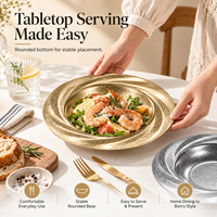Plateau de service rétro en acier inoxydable à motifs, durable et écologique, pour pâtes, barbecue, salades, hôtels, usage domestique