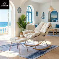 Fauteuil à bascule d'extérieur avec coussin épais, chaise à bascule moderne pour balcon, jardin, maison, détente, OEM ODM