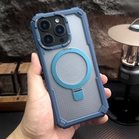 Étui robuste antichoc en métal magnétique pour iPhone 17 Air 16 15 14 13 12 Pro Max Plus avec support et protection d'objectif en verre
