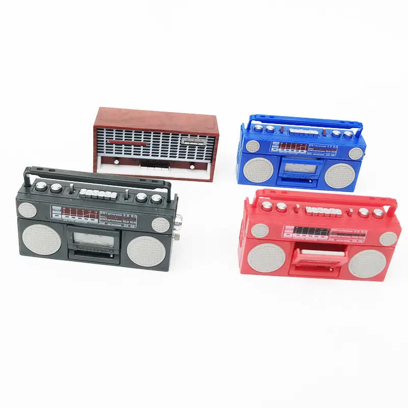 1:12 Boneca Casa Mini-gravador Ornamento Ob11 Mini-modelo Cena Comida Jogar Acessórios Retro Gravador De Rádio