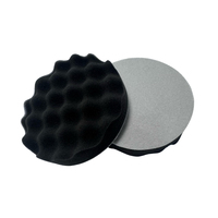 Tampon de polissage en mousse noire gaufrée 8 pouces, simple face, pour finition brillante et lustreuse, avec fixation auto-agrippante
