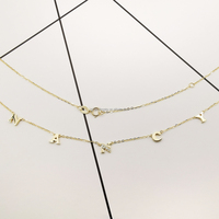 Collier personnalisé en or véritable 9K avec nom personnalisé Chaîne de pendentif en or massif avec lettres initiales pour cadeaux