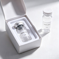 Flacon en verre transparent pour peptides de 10 ml avec bouchon en caoutchouc butyle et capuchon à clapet pour le stockage de poudre de peptides lyophilisés, avec logo et boîte personnalisés