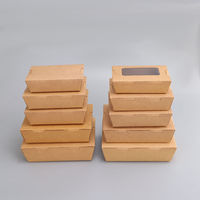 Caja de embalaje desechable para comida, contenedor de papel Kraft, Pasta, Sushi, con ventana