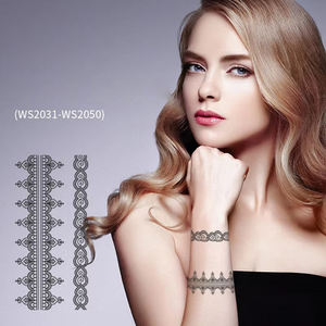 Venta al por mayor arte corporal Henna serigrafía tatuaje plantilla para tatuaje temporal azul Mehndi indio plantilla pegatina - Product Image 1