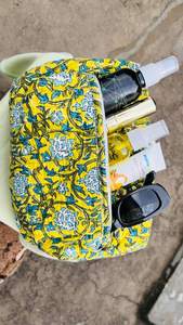 Cotton Make Up Bag Block Printed Toiletry Cosmetic Bag Handmade Lightweight Travel Organizer For Daily Use - Product Image 5