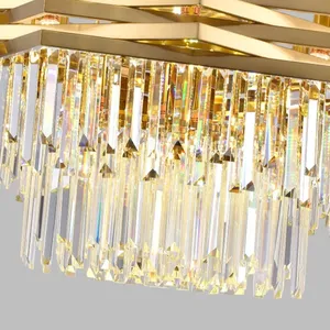 Luminaire Suspendu de Luxe <span class=keywords><strong>Led</strong></span> en Or Brossé pour <span class=keywords><strong>Salon</strong></span> Lustres en Cristal pour le <span class=keywords><strong>Salon</strong></span> - Product Image 4