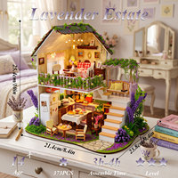 Kit de maison miniature DIY Minihaven, Cottage aux fleurs violettes, boîte de maison de poupée à 2 étages, artisanat pour adultes