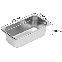 Bac Gastronorm GOLDEN KEY 1/3 GN en SUS201 de 0,6 mm, profondeur 65/100/150/200 mm, anti-blocage, empilable, pour restauration commerciale