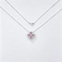 Collier pendentif trèfle en or blanc 18 carats avec diamant de laboratoire et saphir en forme de poire, pendentif porte-bonheur pour femme, chaîne en diamant, bijoux en diamant de laboratoire