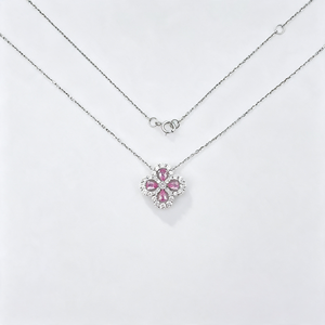 18K Weißgold Labor-Diamant Kleeblatt Saphir Birnenförmiger Anhänger Glücksbringer Halskette für Damen Diamantkette Labor-Diamantschmuck - Product Image 1