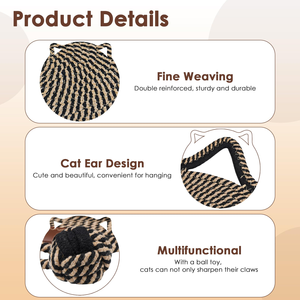 Rope Woven Eco-Friendly Modern 50cm Durable Cat <b>Scratch</b> <b>Pad</b> Integrated Cat Sleeping Mat Ball Toy Easy Assembly Solid - Product Image 3