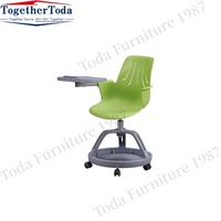 Chaise de formation empilable en plastique PP pour élèves, salle de classe, bureau, base trépied, avec porte-gobelet pour écriture