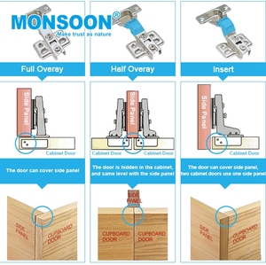 Gió mùa phần cứng bản lề 35mm cup trượt trên hai cách 4 lỗ giấu Hing thủy lực đồ nội thất phần cứng tủ bếp cửa bản lề - Product Image 4