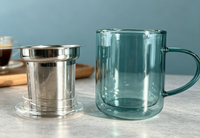 Mug nordique en verre à double paroi de 16 oz avec infuseur à thé