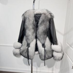 Giacca Invernale Calda e Spessa di Grande Successo, Nuovo Piumino di Lusso alla Moda in Vera Pelle di Pecora con Pelliccia di Volpe da Donna - Product Image 2