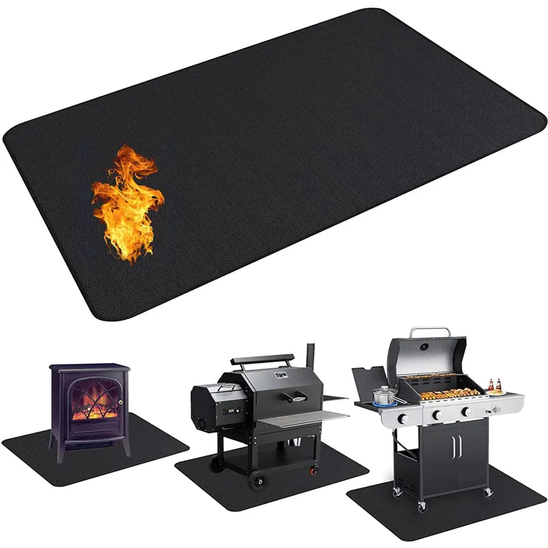 2022 Hot sale grill accessories fire-proof large silicone coated fiberglass bbq moker mat under grill mat