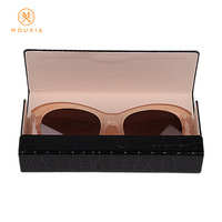 Étui à lunettes de luxe en cuir PU fait main, boîte de protection pour lunettes de soleil effet crocodile, étui de rangement optique portable avec logo personnalisé