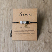 Bracelets de mode tendance en pierres naturelles, bracelets perlés faits à la main, bracelets en corde du zodiaque pour femmes, cadeau d'anniversaire