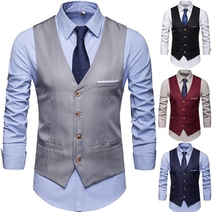 Nouveau Style <span class=keywords><strong>costume</strong></span> <span class=keywords><strong>gilet</strong></span> hommes garçons d'honneur robe <span class=keywords><strong>gilet</strong></span> affaires <span class=keywords><strong>costume</strong></span> décontracté hommes Style coréen mince - Product Image 3