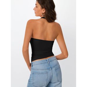 Halter Crop Top Femme Bodycon Dos Nu Tricoté Sans Manches Style Y2K Tenue Décontractée - Product Image 5