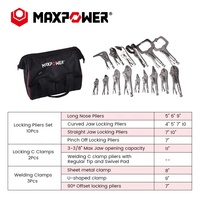 Juego de Herramientas Básicas Maxpower de 15 Piezas, Juego de Alicates de Presión Maxpower, Juego de Alicates de Bloqueo CR-V de 15 Piezas
