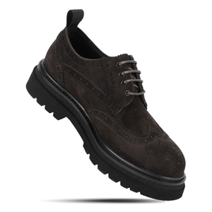 รองเท้าหนังวัวคุณภาพสูงเกรดพรีเมียมแบบผูกเชือก ระบายอากาศได้ดี เหมาะสำหรับผู้ชายใส่ทำงานในออฟฟิศ หนังวัวแท้สีน้ำตาลทรงเดอร์บี้ - Product Image 6