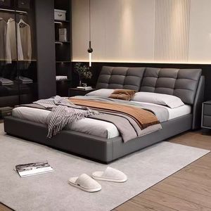 <span class=keywords><strong>Lit</strong></span> Double King Size Rembourré en Bois de Luxe Moderne avec Tiroirs et Matelas Intégré – Collection Chambre à Coucher - Product Image 1
